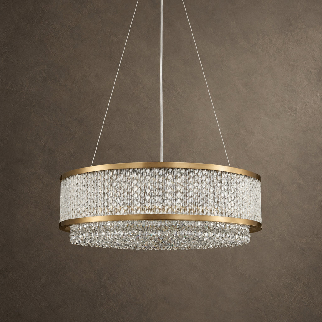 Velara Chandelier, 2-Tier 9-Light Gold K9 Crystal, 20" Dia