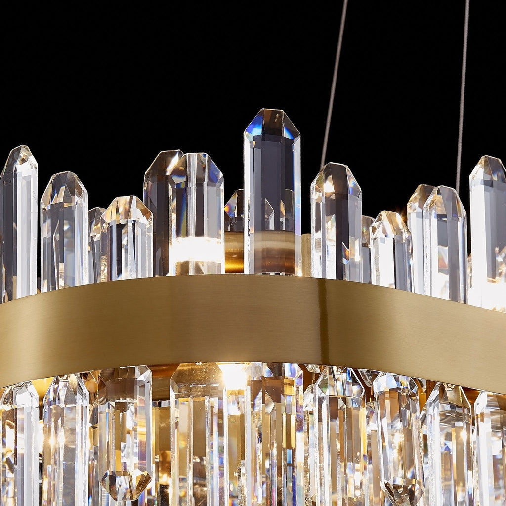 Modern Oval K9 Crystal Chandelier 35.4" — 20-Light, Gold
