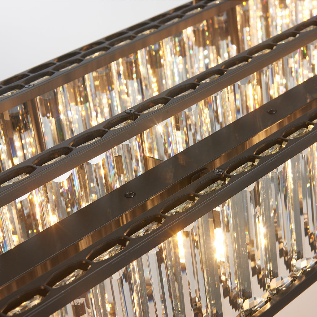 Colonna Oval Chandelier, 18-Light Black K9 Crystal, 55" Long