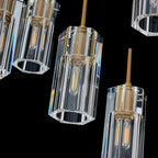 Pioggia Linear Cascade Chandelier, 17-Light Brass K9 Crystal, 55" Long