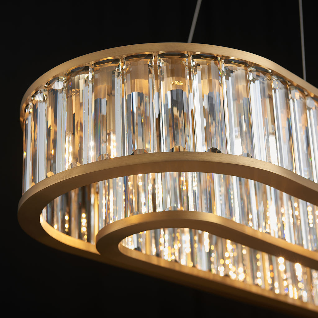 Colonna Oval Chandelier, 12-Light Brass K9 Crystal, 41" Long