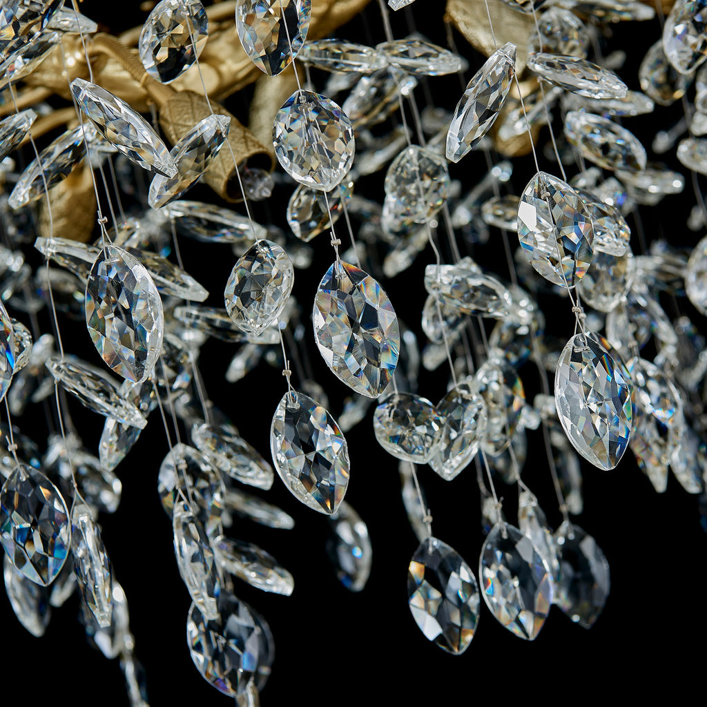 Rami Branch Chandelier, 14-Light Gold K9 Crystal, 63" Long