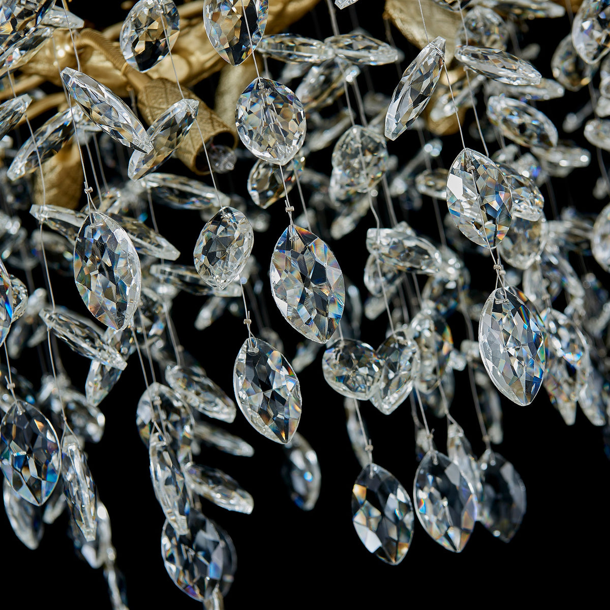 Rami Branch Chandelier, 14-Light Gold K9 Crystal, 63" Long
