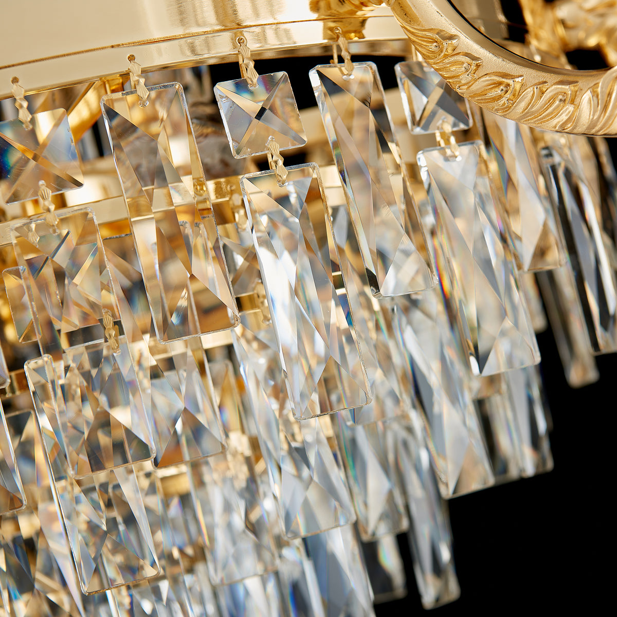 Fontana Chandelier, 2-Tier 15-Light Gold K9 Crystal, 40" Dia