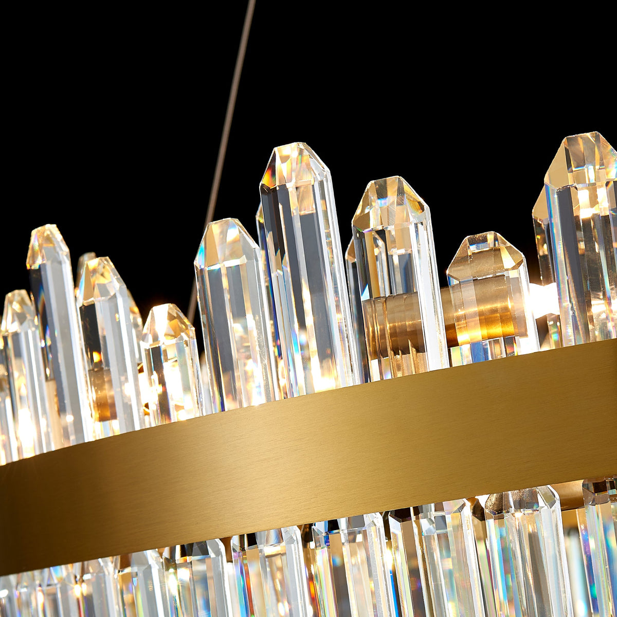 Modern Round K9 Crystal Chandelier 30" — 2-Tier, 24-Light, Gold