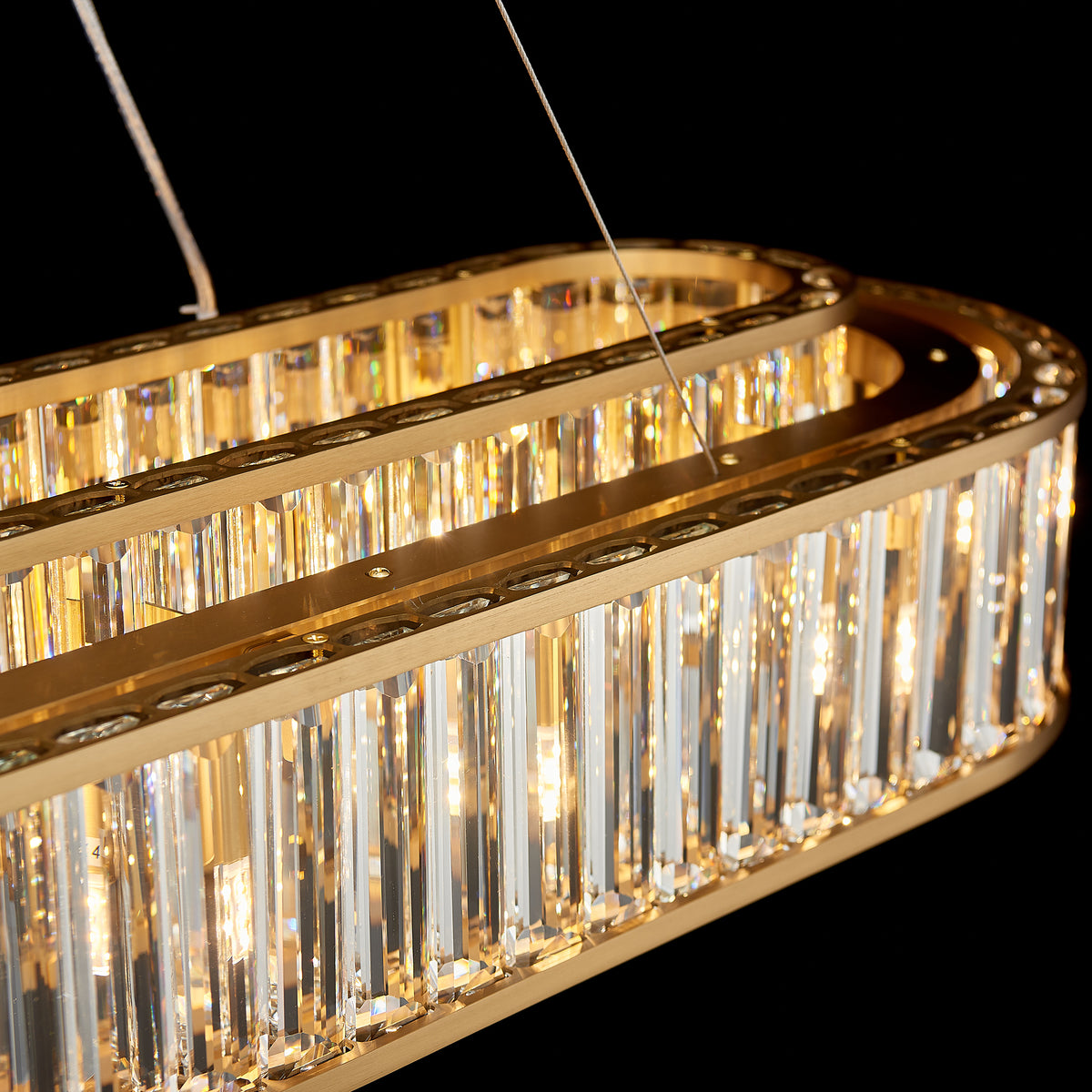 Colonna Oval Chandelier, 18-Light Brass K9 Crystal, 55" Long