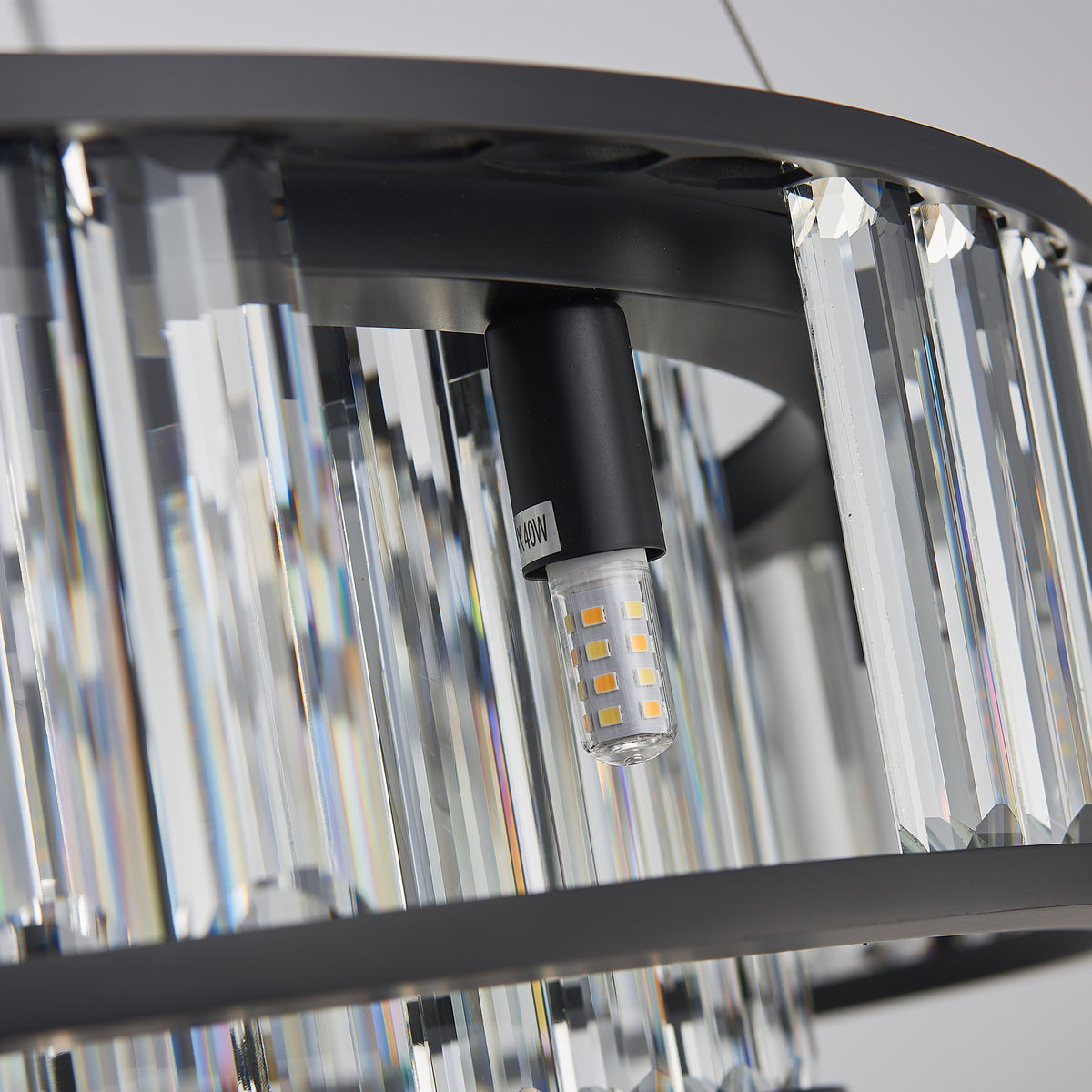 Colonna Chandelier, 2-Tier 8-Light Black K9 Crystal, 24" Dia