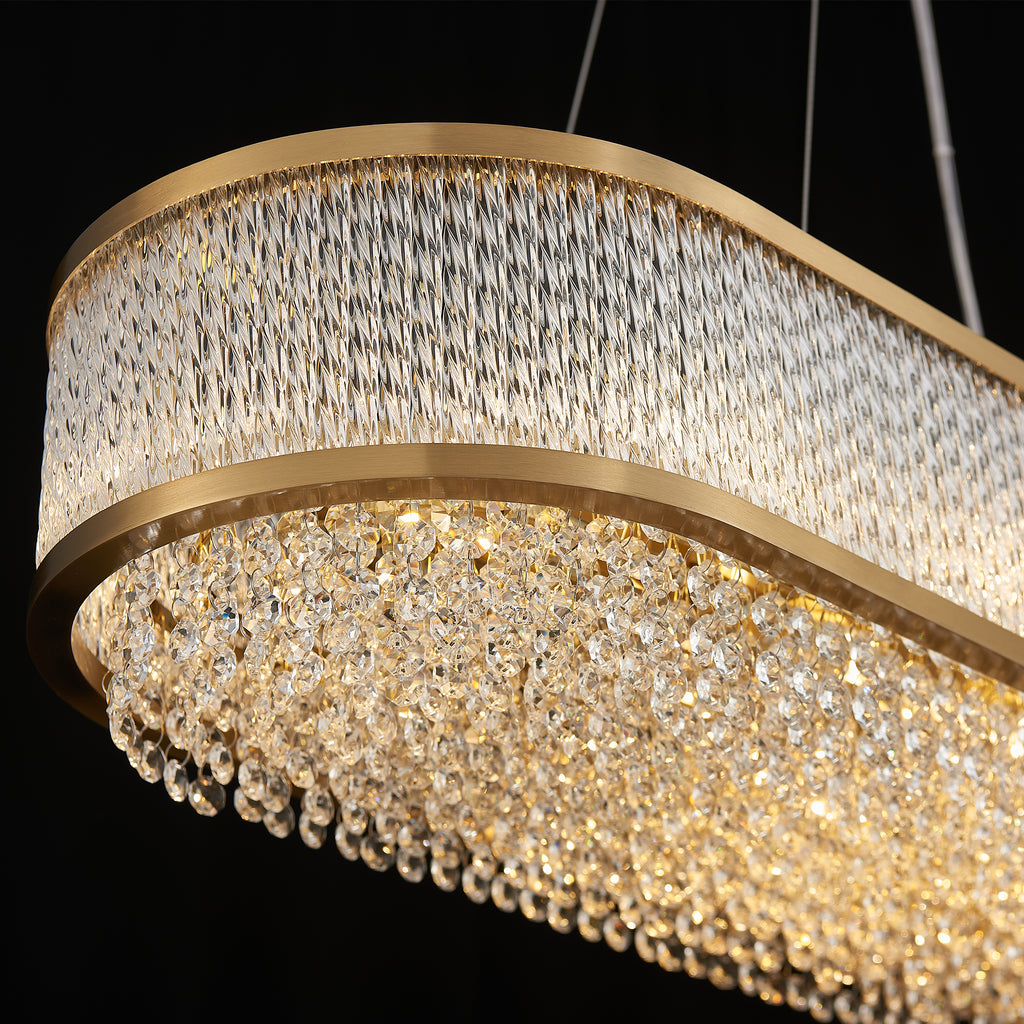 Velara Oval Chandelier, 12-Light Gold K9 Crystal, 34.5" Long