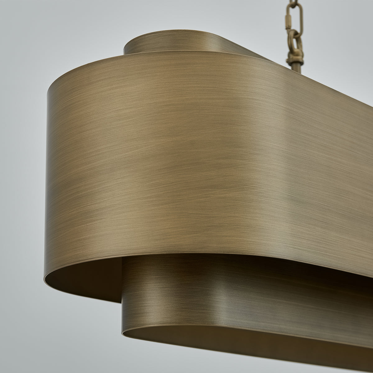 Lamina Oval Drum Chandelier, 12-Light Brushed Brass, 40" Long