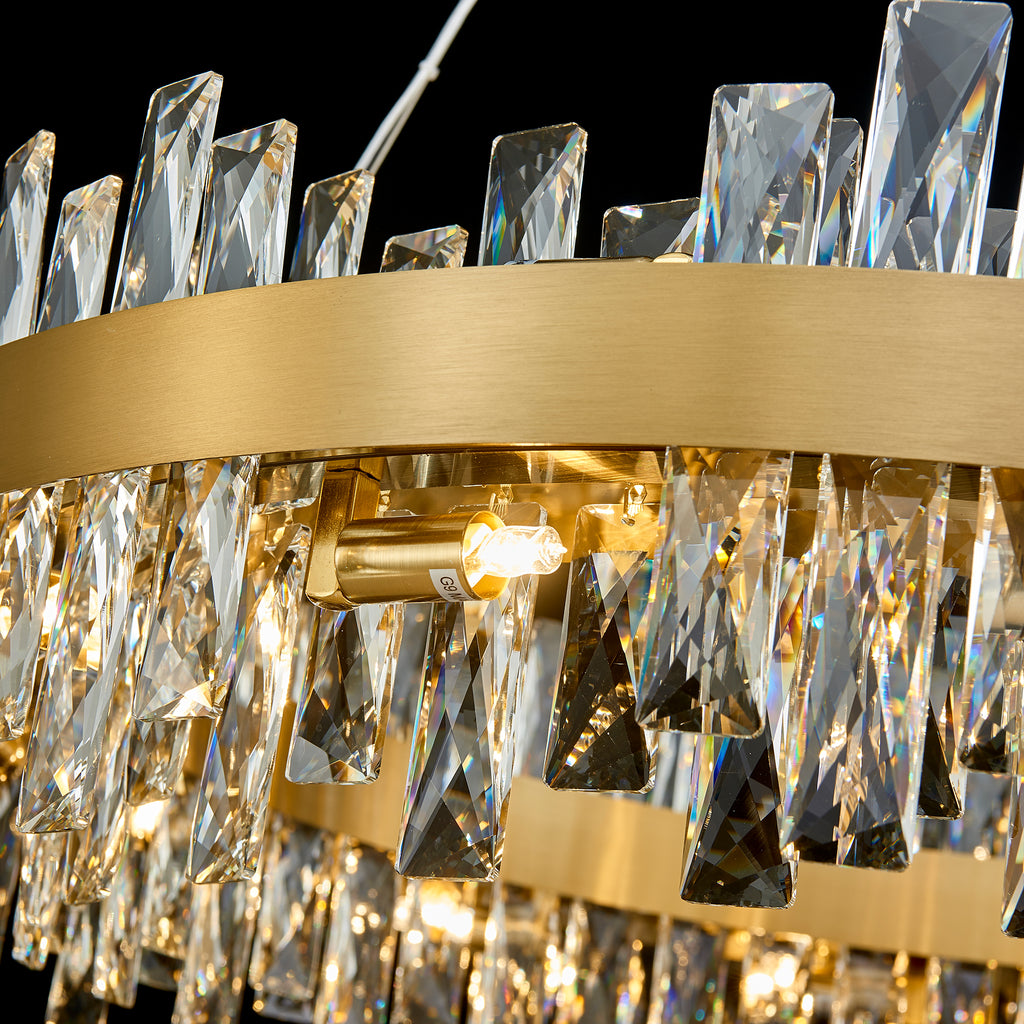 Corona Ring Chandelier, 24-Light Gold K9 Crystal, 30" Dia