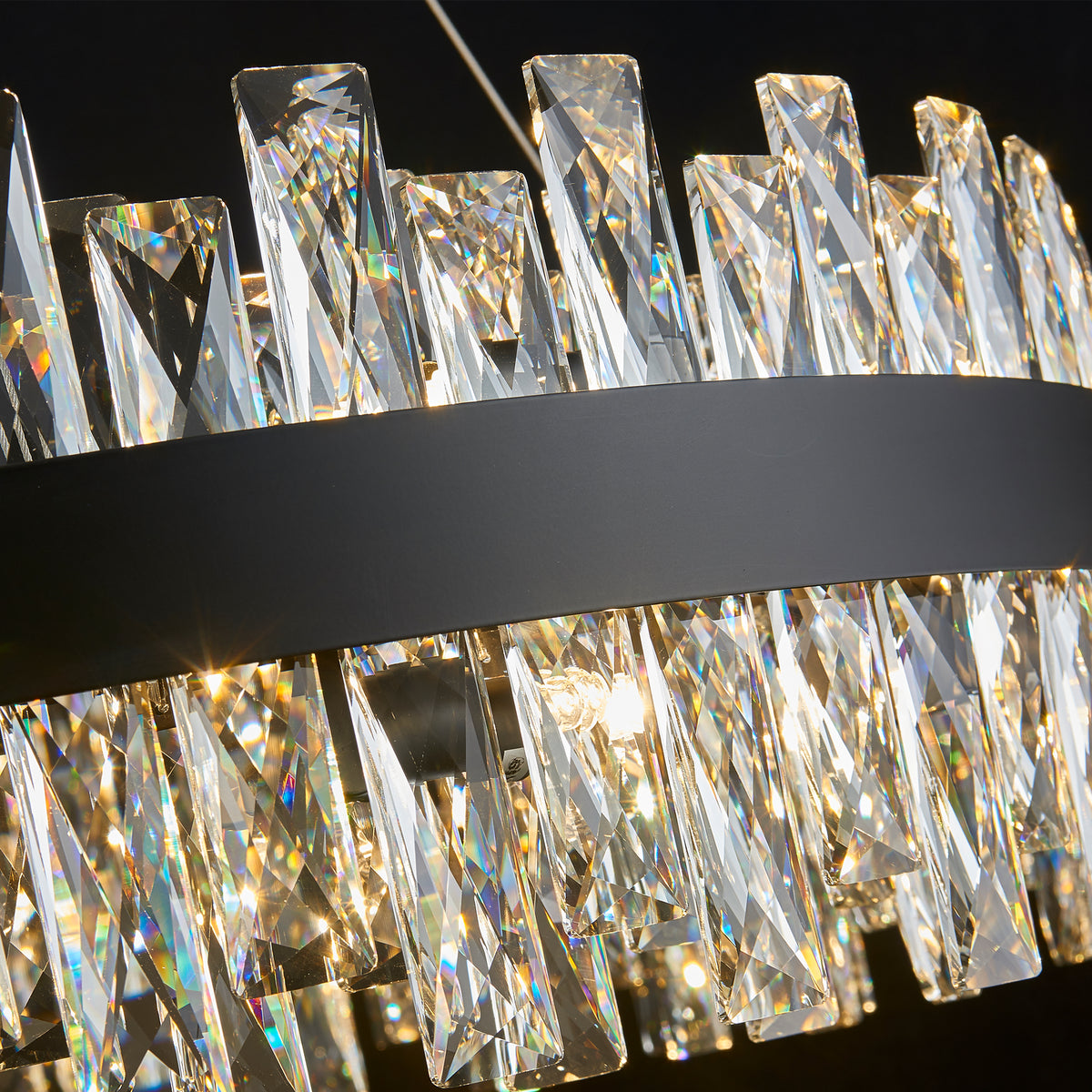Nera Oval Chandelier, 20-Light Black K9 Crystal, 35" Long
