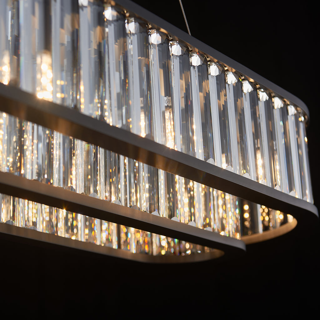Colonna Oval Chandelier, 12-Light Black K9 Crystal, 41" Long