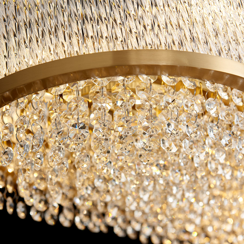 Velara Oval Chandelier, 18-Light Gold K9 Crystal, 47.2" Long