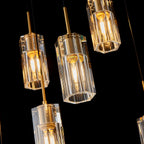 Pioggia Linear Cascade Chandelier, 12-Light Brass K9 Crystal, 39" Long
