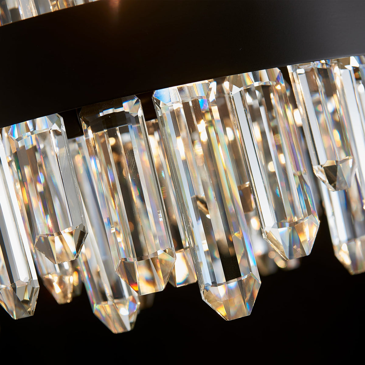 Modern Rectangular K9 Crystal Chandelier 57" — 32-Light, Black