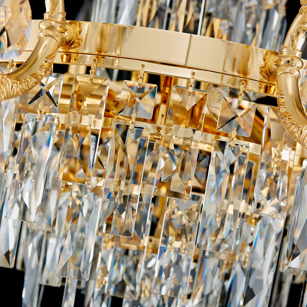Fontana Chandelier, 8-Light Gold K9 Crystal, 32" Dia