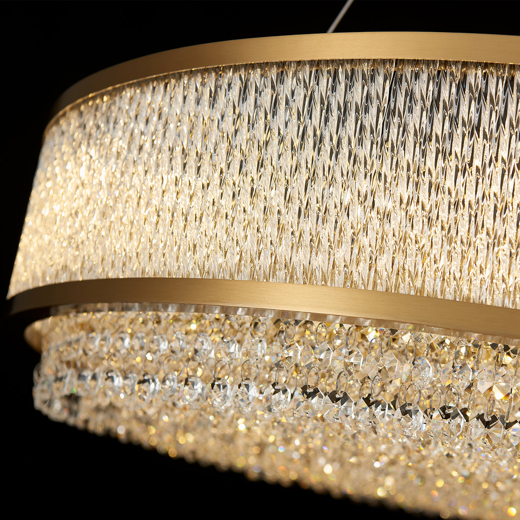 Velara Chandelier, 2-Tier 14-Light Gold K9 Crystal, 32" Dia