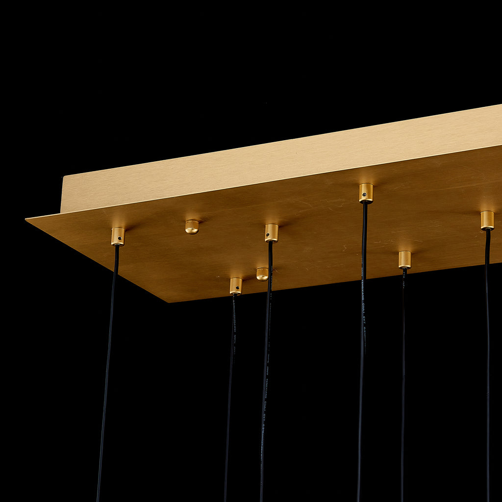 Pioggia Linear Cascade Chandelier, 17-Light Brass K9 Crystal, 55" Long