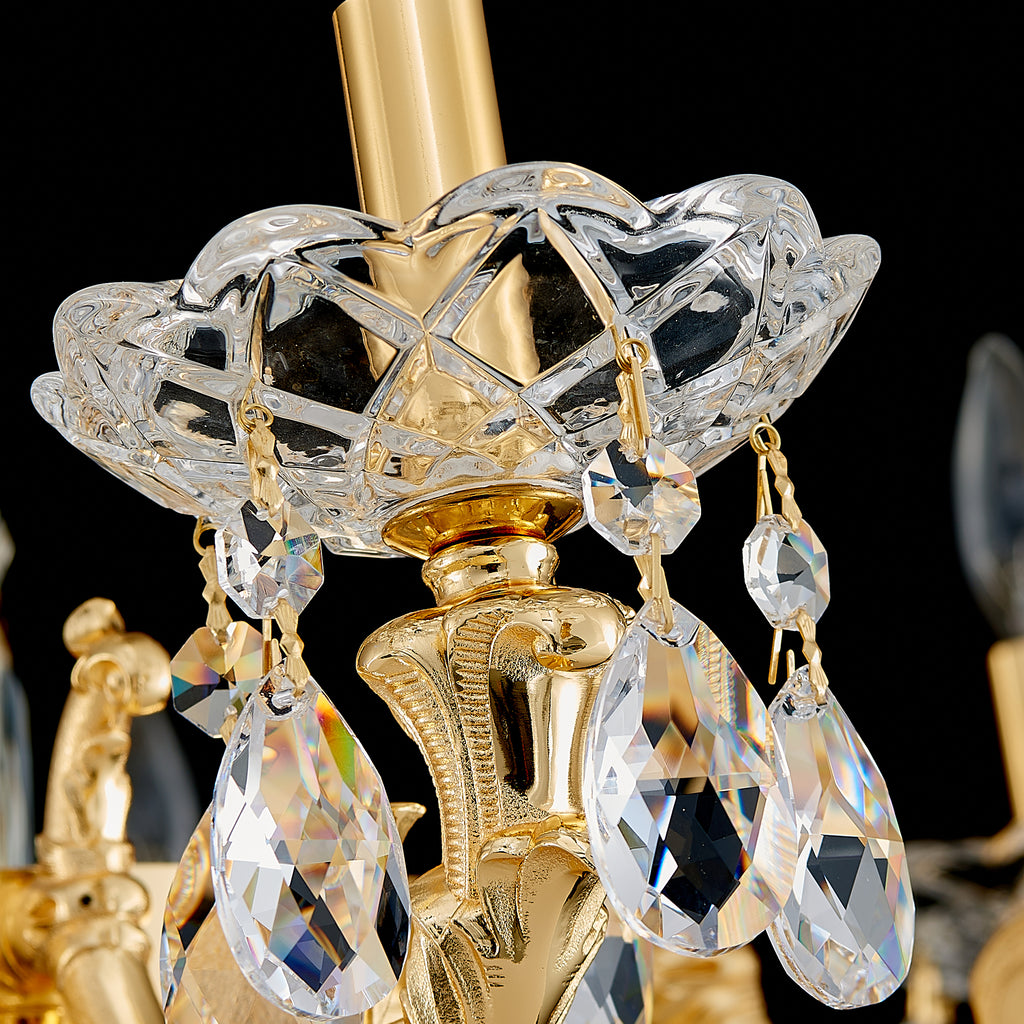 Fontana Chandelier, 8-Light Gold K9 Crystal, 32" Dia