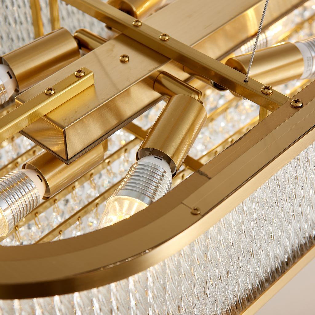 Velara Oval Chandelier, 18-Light Gold K9 Crystal, 47.2" Long