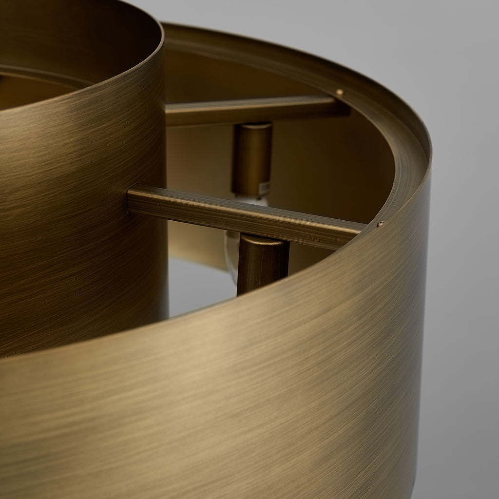 Lamina Round Drum Chandelier, 12-Light Brushed Brass, 30" Dia