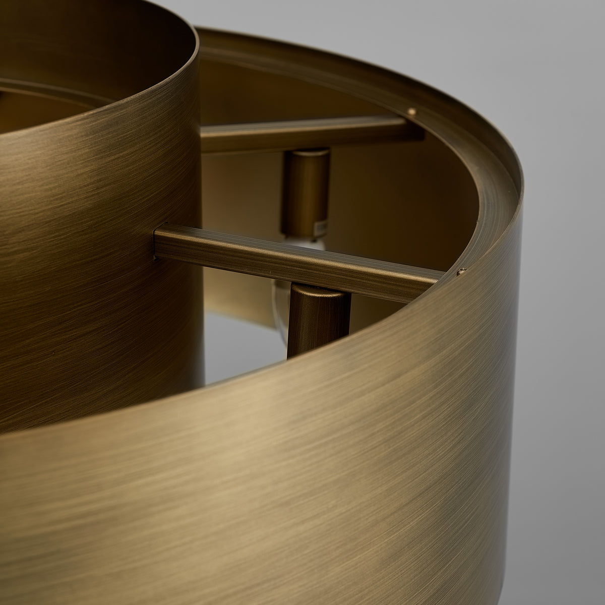 Lamina Round Drum Chandelier, 12-Light Brushed Brass, 30" Dia