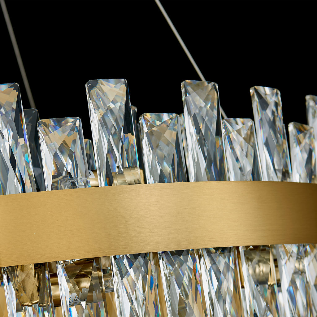 Corona Ring Chandelier, 24-Light Gold K9 Crystal, 30" Dia
