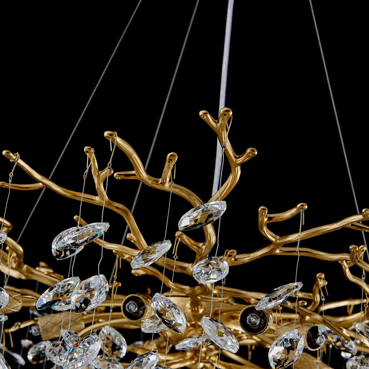 Rami Branch Chandelier, 10-Light Gold K9 Crystal, 31.5" Dia