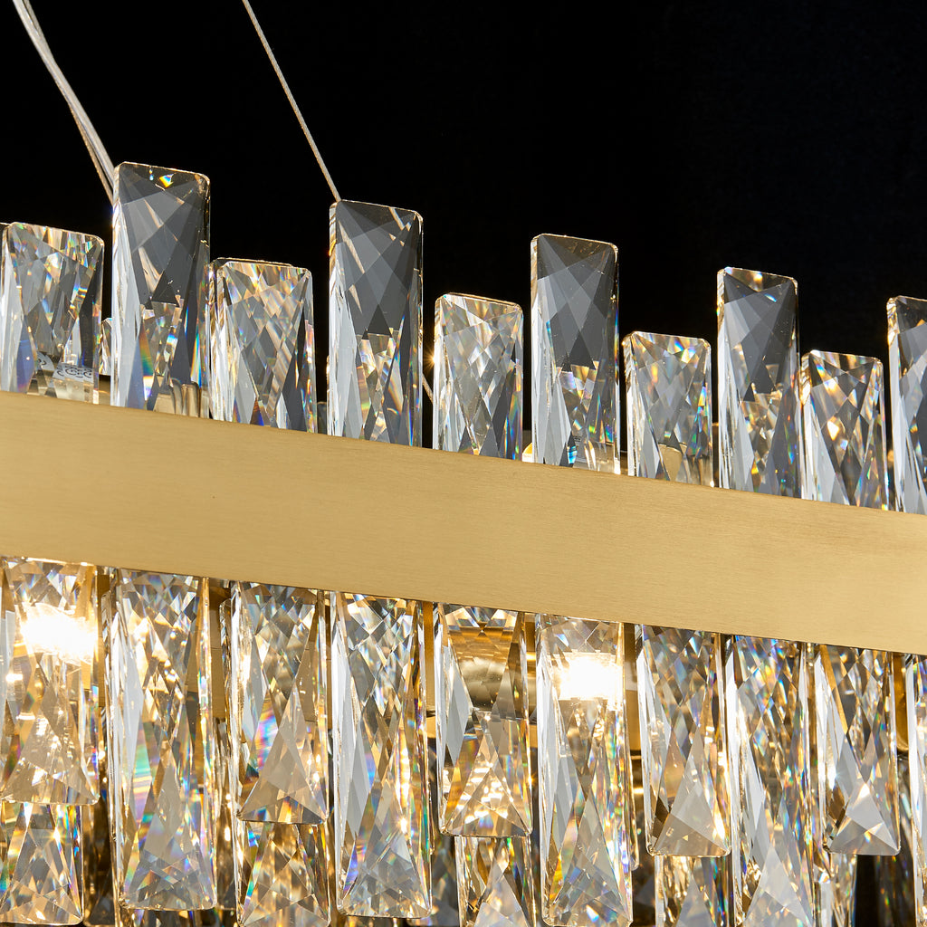 Corona Oval Chandelier, 32-Light Gold K9 Crystal, 57" Long