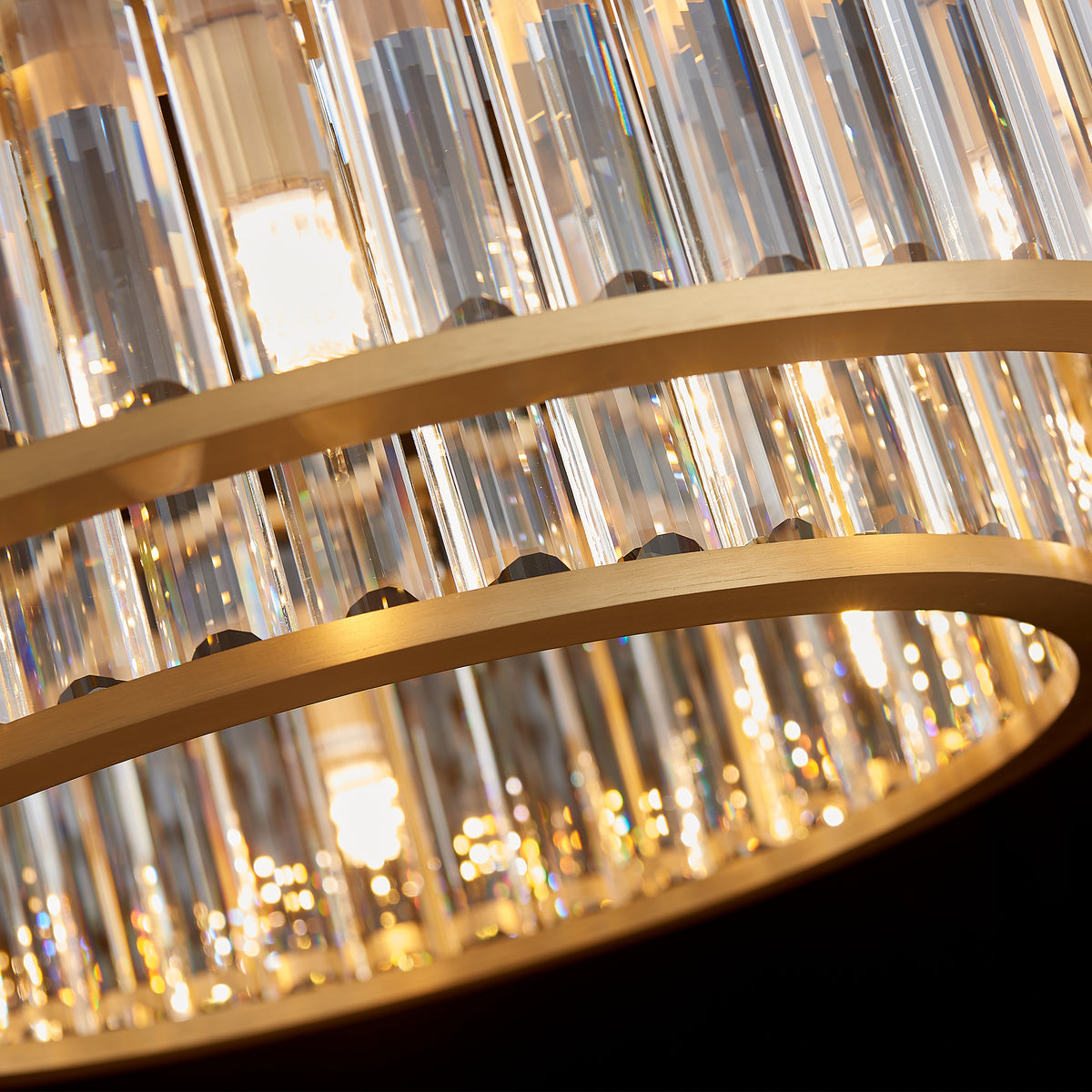 Colonna Chandelier, 2-Tier 8-Light Brass K9 Crystal, 24" Dia