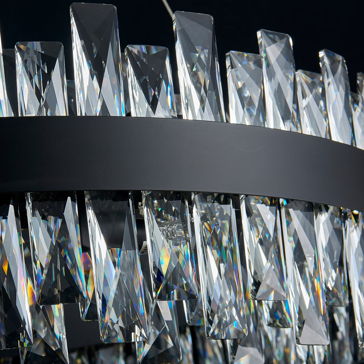 Nera Oval Chandelier, 20-Light Black K9 Crystal, 35" Long
