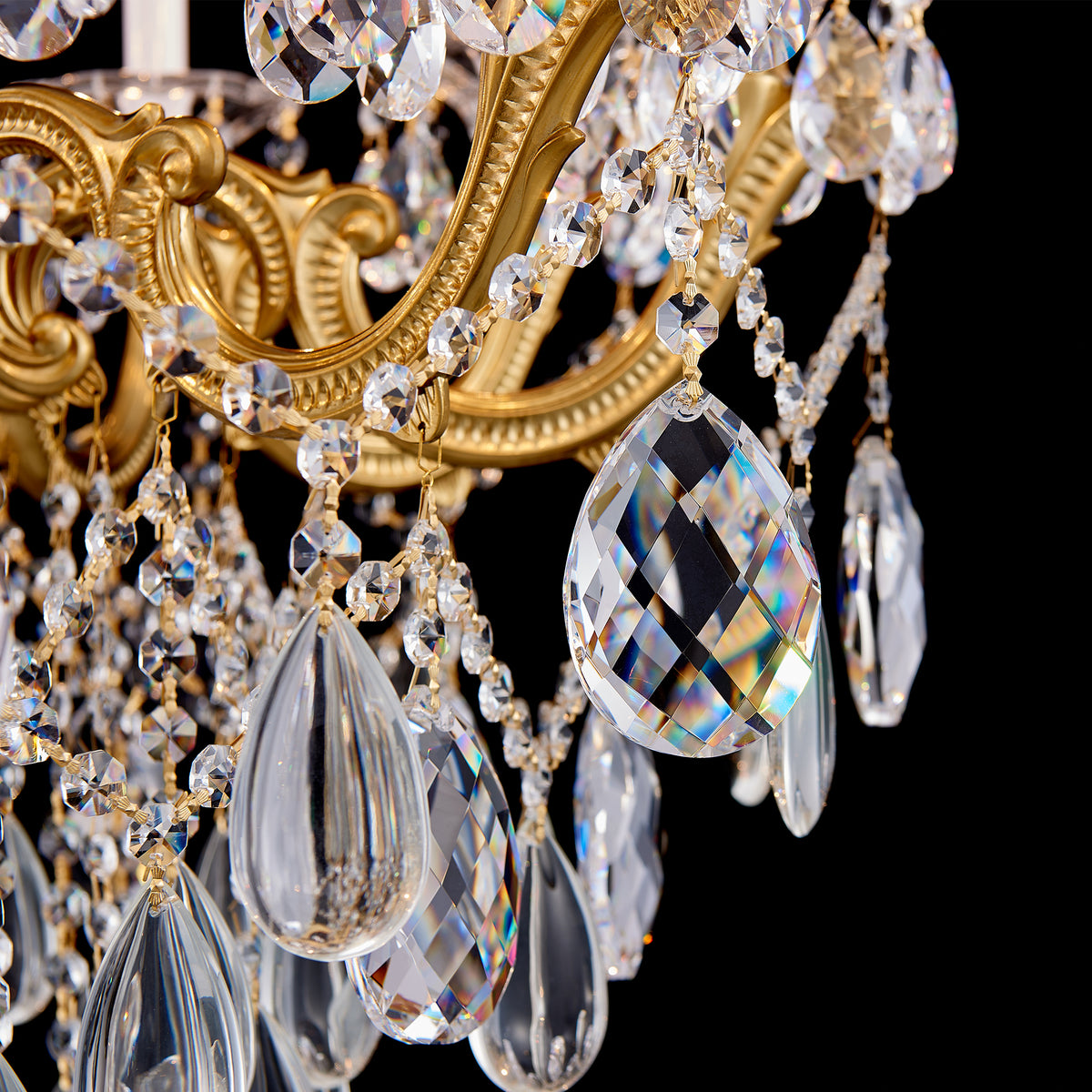 Aurelia Chandelier, 10-Light Brass K9 Crystal, 30" Dia