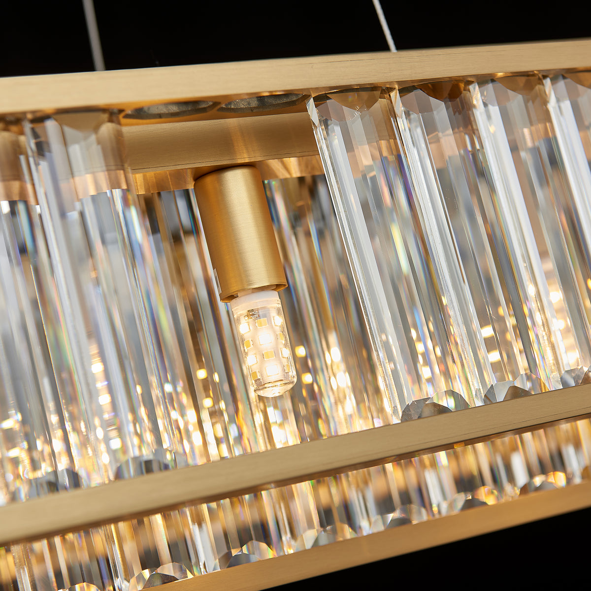 Colonna Oval Chandelier, 18-Light Brass K9 Crystal, 55" Long