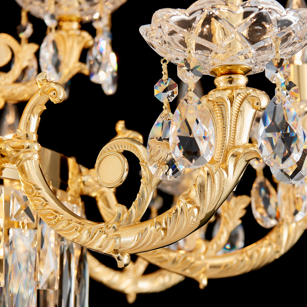 Fontana Chandelier, 2-Tier 15-Light Gold K9 Crystal, 40" Dia