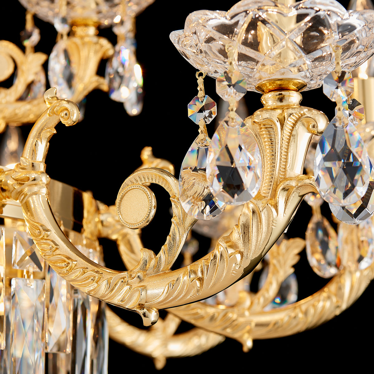 Fontana Chandelier, 2-Tier 15-Light Gold K9 Crystal, 40" Dia