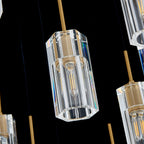 Pioggia Cascade Chandelier, 15-Light Brass K9 Crystal, 32" Dia