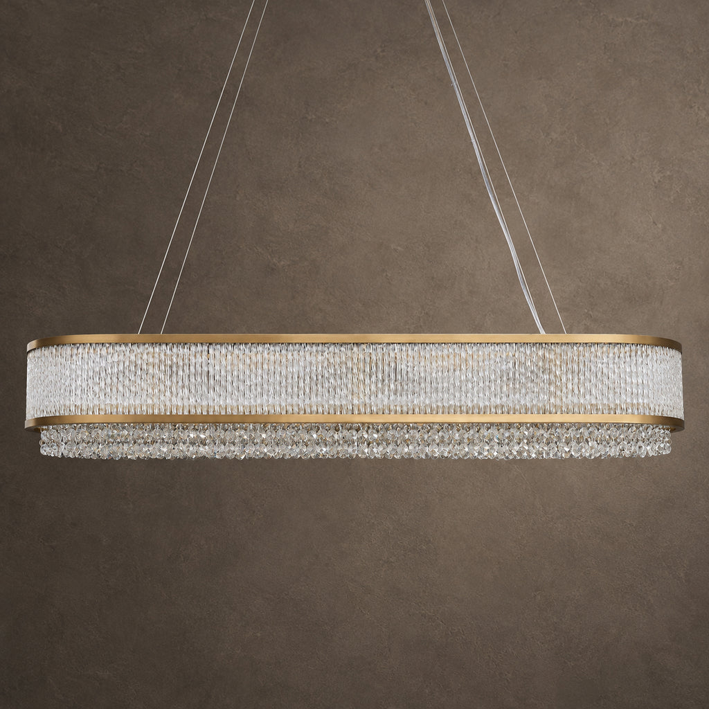 Velara Oval Chandelier, 18-Light Gold K9 Crystal, 47.2" Long