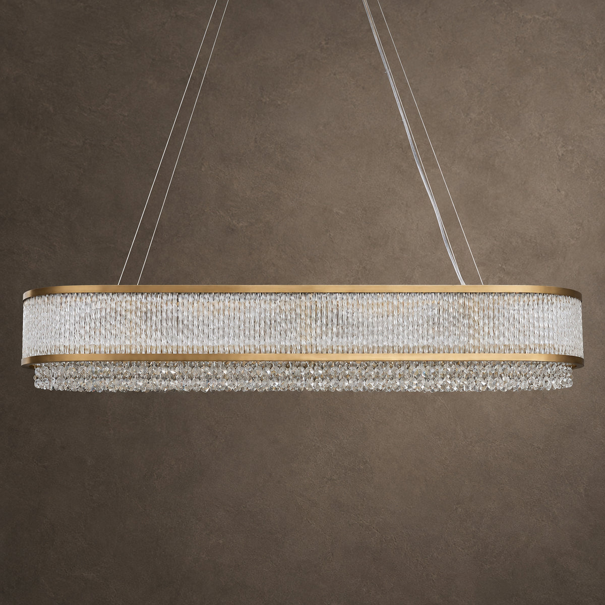 Velara Oval Chandelier, 18-Light Gold K9 Crystal, 47.2" Long