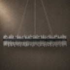 Modern Rectangular K9 Crystal Chandelier 57" — 32-Light, Black