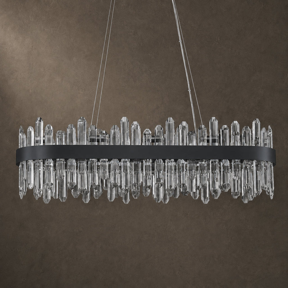 Modern Oval K9 Crystal Chandelier 35.4" — 20-Light, Black