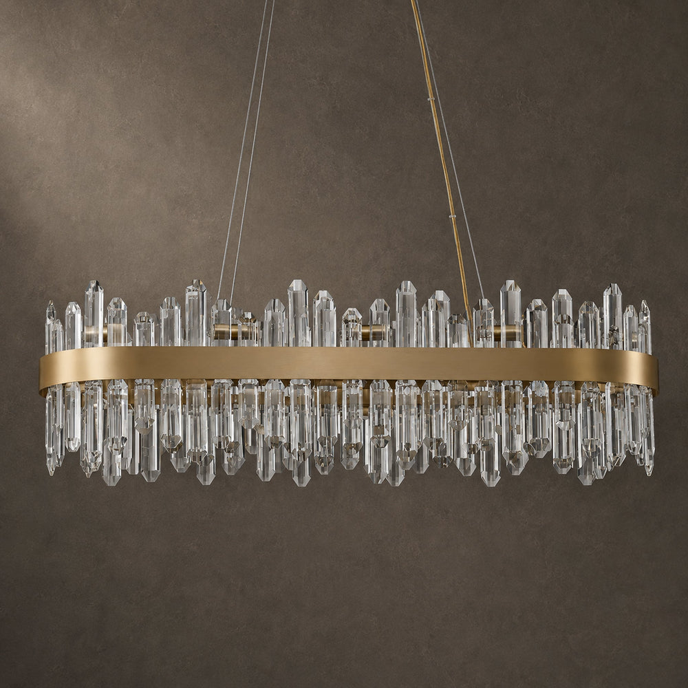 Modern Oval K9 Crystal Chandelier 35.4" — 20-Light, Gold