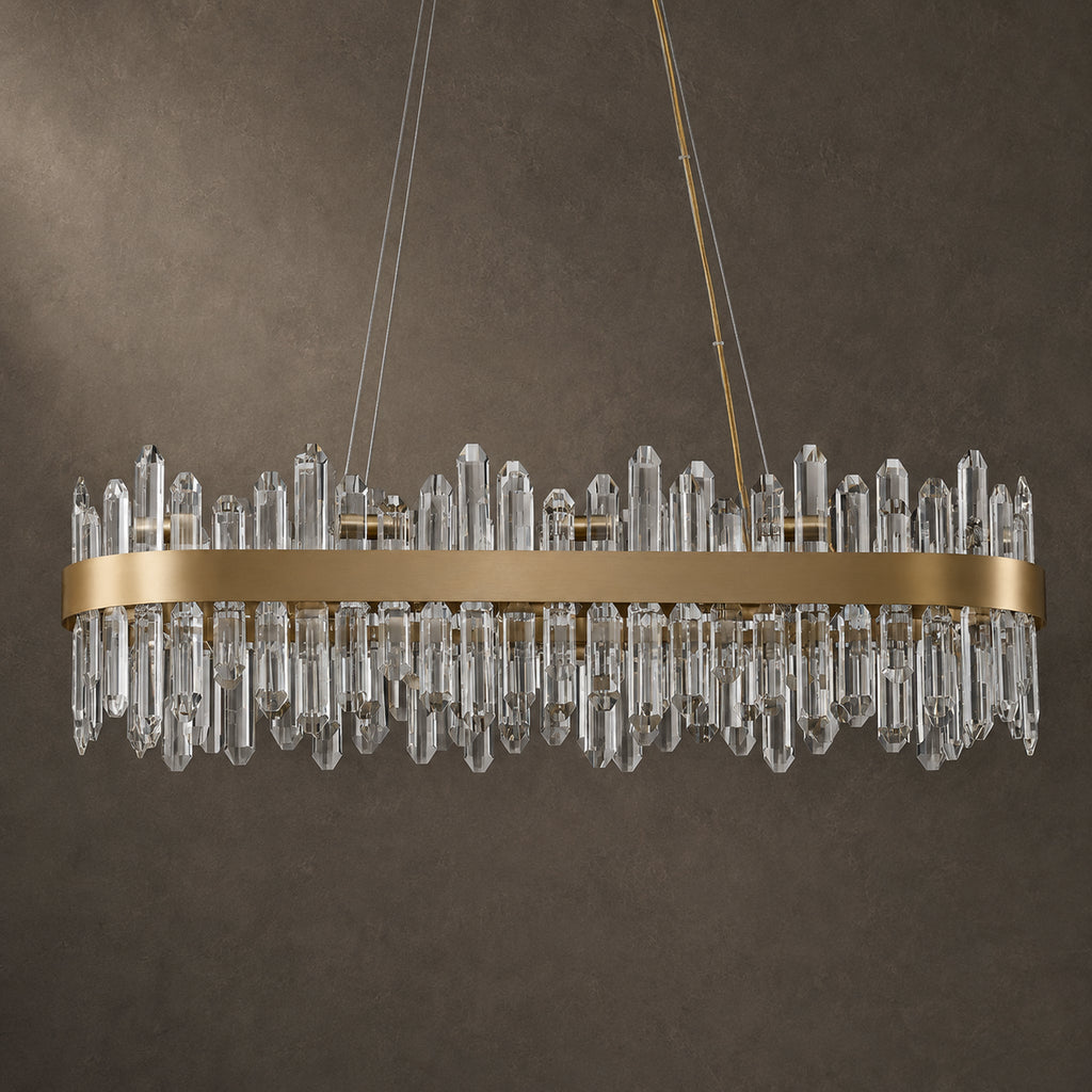 Modern Oval K9 Crystal Chandelier 35.4" — 20-Light, Gold
