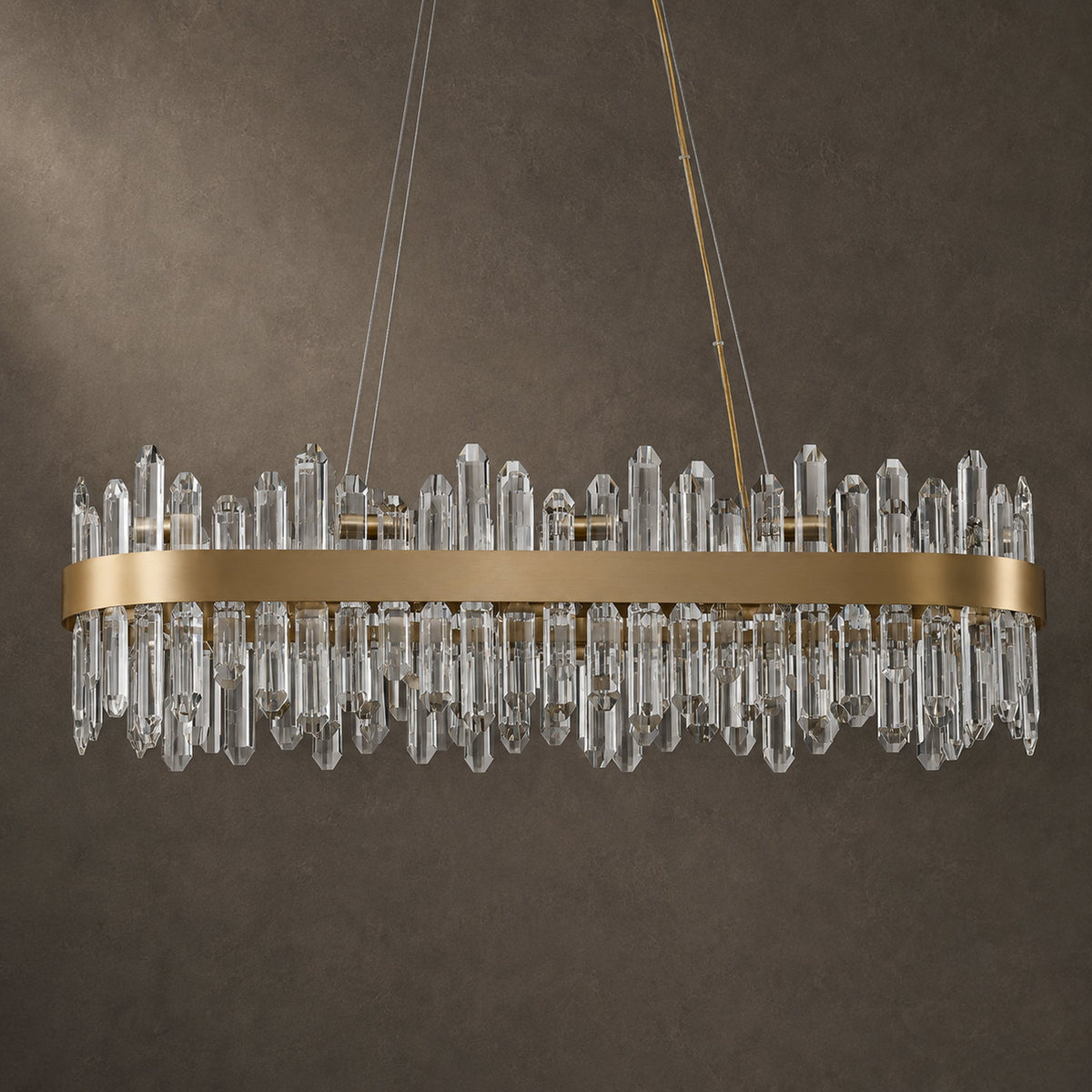 Modern Oval K9 Crystal Chandelier 35.4" — 20-Light, Gold