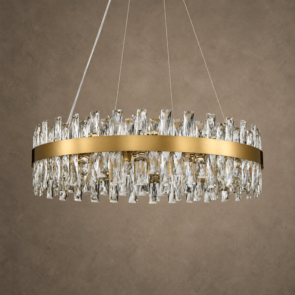 Corona Ring Chandelier, 24-Light Gold K9 Crystal, 30" Dia
