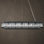 Colonna Oval Chandelier, 18-Light Black K9 Crystal, 55" Long