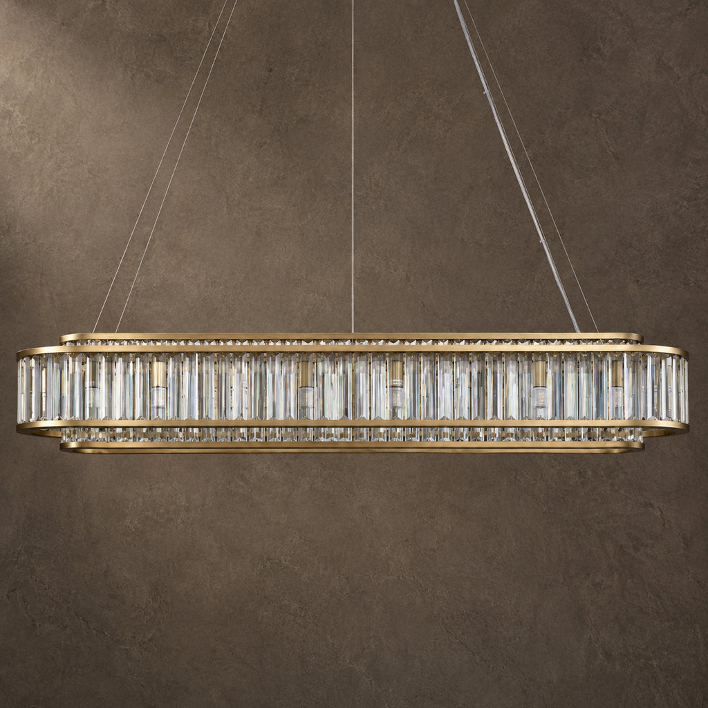 Colonna Oval Chandelier, 18-Light Brass K9 Crystal, 55" Long