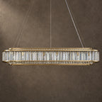 Colonna Oval Chandelier, 18-Light Brass K9 Crystal, 55" Long