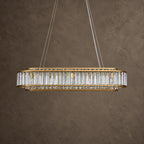 Colonna Oval Chandelier, 12-Light Brass K9 Crystal, 41" Long