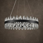 Nera Oval Chandelier, 20-Light Black K9 Crystal, 35" Long