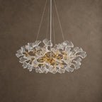 Foglia Ginkgo Leaf Chandelier, 10-Light Gold Branch, 32" Dia